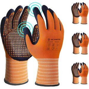 3 Pair Work Gloves Micro Foam Nitrile Coated Abrasion Resistant Touchscreen